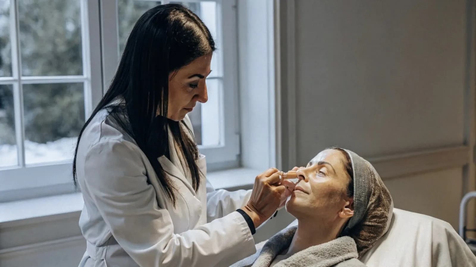 Claire Steenhuis in the aesthetic treatment room at Mahila Women's Clinic